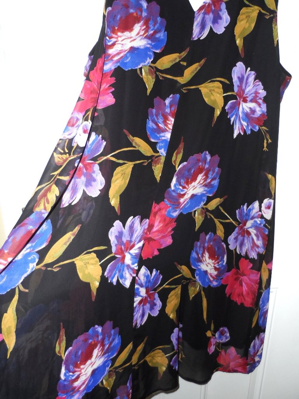 Collection Michel Studio  Sleeveless Plus Size 22 Floral Dress Blue Black Midi - Picture 8 of 16